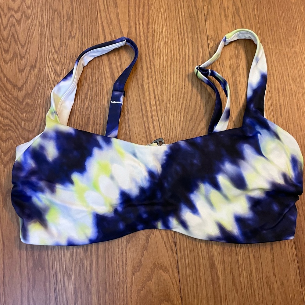Athleta Blue and Yellow Tie-Dye Bikini Top